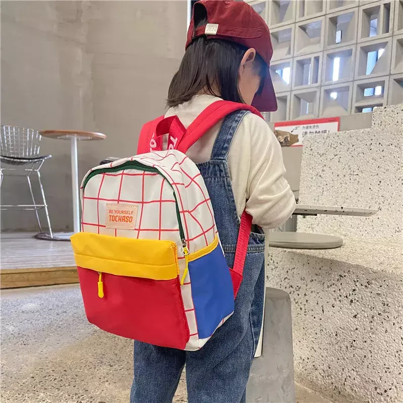 Fashion Color Matching Children's Backpack Large Capacity Simple Kindergarten Baby Breathable Waterproof School Bag