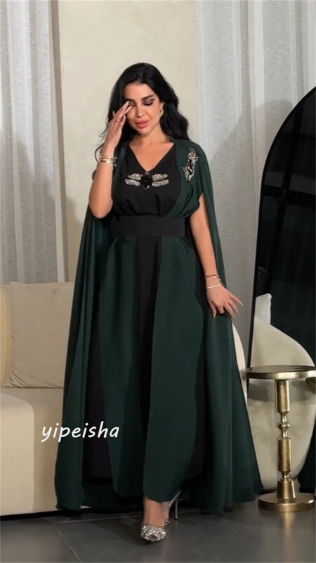 Бальное платье, вечернее трикотажное платье из Саудовской Аравии с поясом и блестками, расшитое бисером, с рюшами, для клуба, ТРАПЕЦИЕВИДНОЕ ПЛАТЬЕ С V-образным вырезом, для особых случаев, Платья Миди