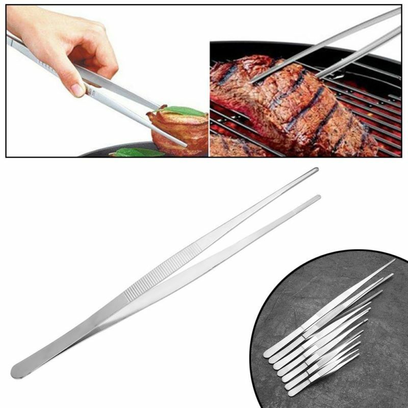 1pc BBQ Food Tong Food Steel Churrasco Tweezers Clip Buffet Restaurant Tool New Stainless Steel Outdoor Camping Accessories