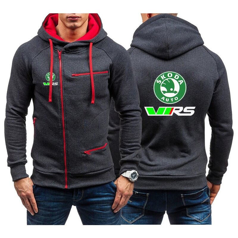 Skoda Rs Vrs Motorsport Graphicorrally Wrc Racing Men Spring Autumn Comfortable Printing New Four-color Zipper Sweatshirt Coat