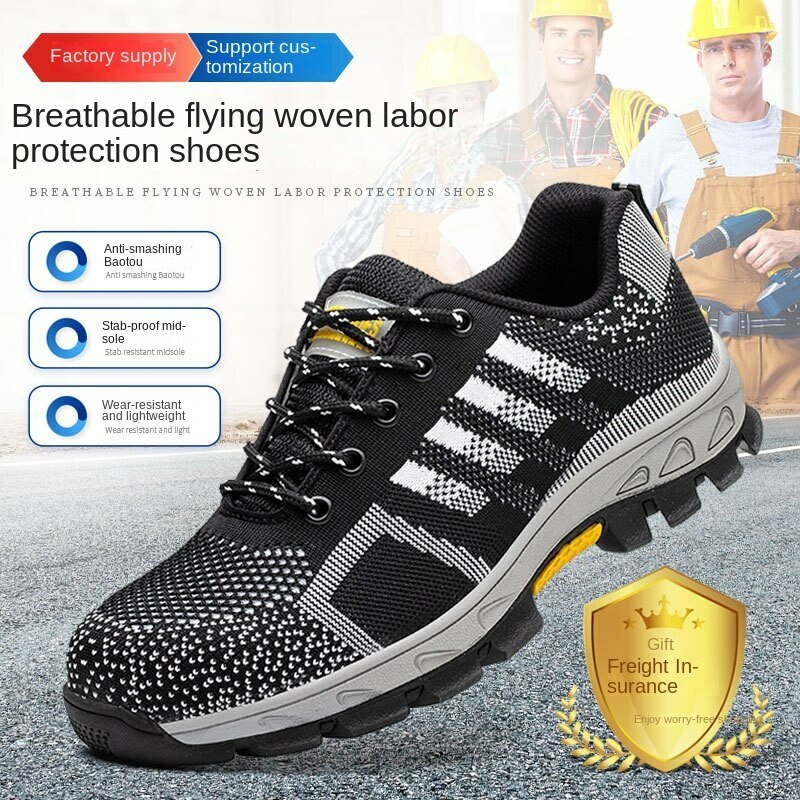 Zapatos indestructibles de alta calidad para hombres y mujeres, zapatos de seguridad con punta de acero, botas a prueba de perforaciones, zapatillas antideslizantes
