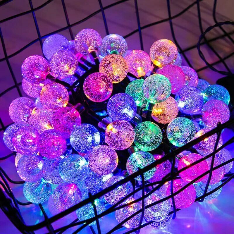 Bola de cristal de burbuja Led Solar para interiores y exteriores, luz de hadas impermeable de 8 modos para jardín, decoración de fiestas de Navidad y vacaciones