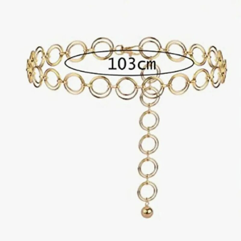 Cinturilla de aleación de lujo con doble anillo, cinturón de cadena de Metal, fajas adelgazantes, moda informal