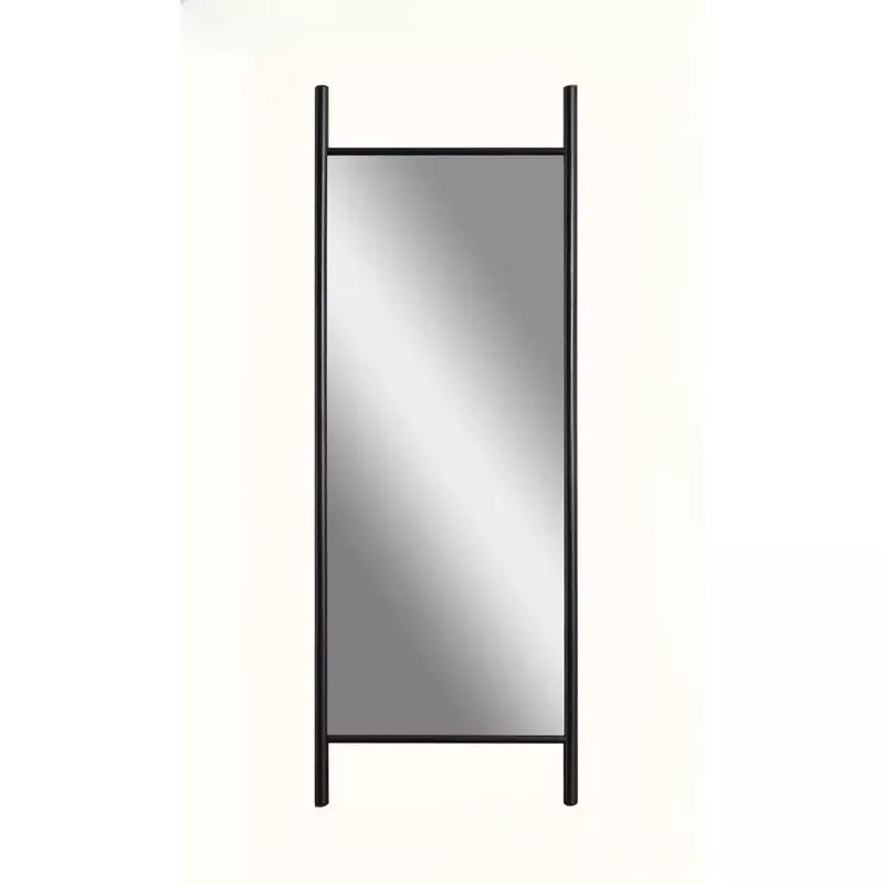 Espelho de madeira maciça montado na parede, espelho de vestir, pendurado ou encostado na parede, preto, 65 "x 22"