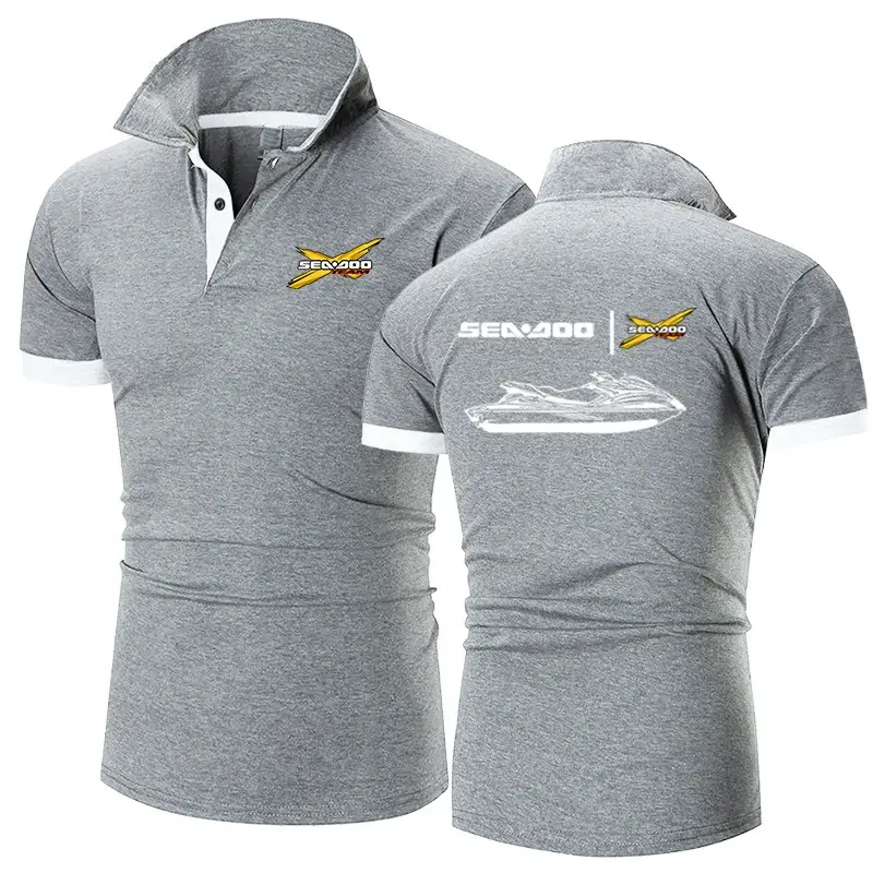 Sea Doo Seadoo Moto 2024 мужские новые летние однотонные рубашки-поло с коротким рукавом с принтом в деловом стиле с пуговицами и отворотом повседневные Модные топы