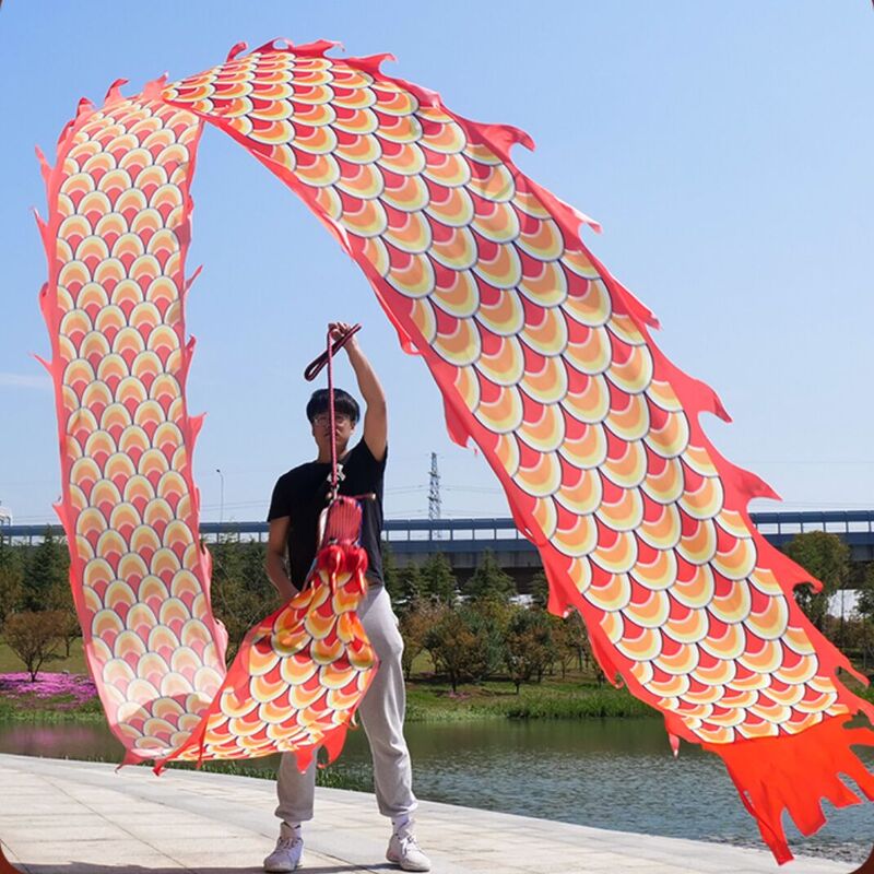 Juguete de baile de dragón chino, accesorios de rendimiento de celebración de Festival, cinta de cabeza de dragón tradicional, 6/8/10 metros