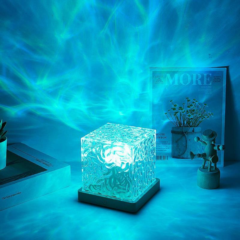 Auraglimmer-lâmpada noturna acrílica com forma de cubo de controle remoto, ajustável, 16 cores, carregamento usb