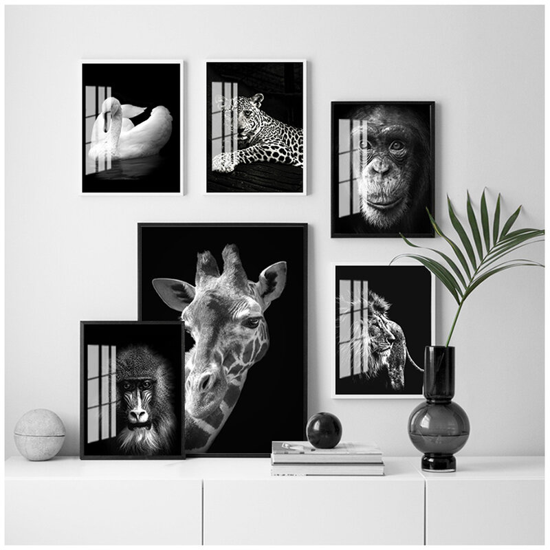 ライオン,虎,ヒョウ,オオカミ,象,いちゃつくポスターと印刷された動物の壁のキャンバスの絵