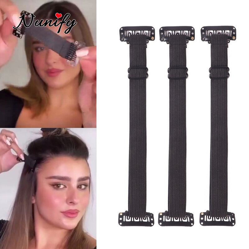 Nunify-cinturones invisibles ajustables para estiramiento Facial, herramienta antiarrugas Facial con Clips, banda de Clip para el cabello, 1,5 Cm, 2 uds.