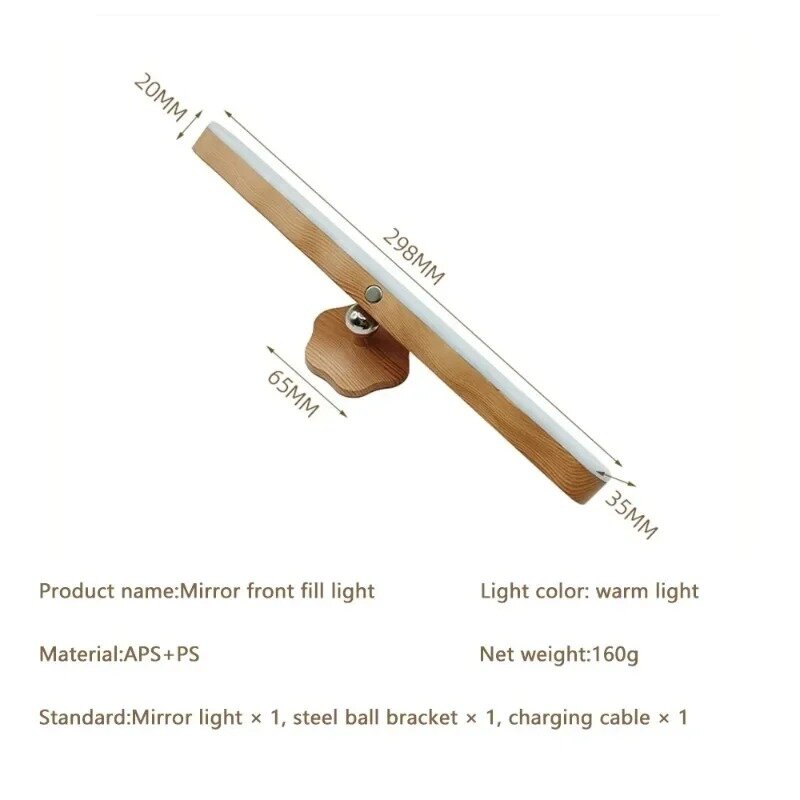 Recarregável magnético LED Wall Lamp, Night Light, Front Fill Lights, 360 ° Rotatable, lâmpadas de cabeceira, Touch Switch, Quarto