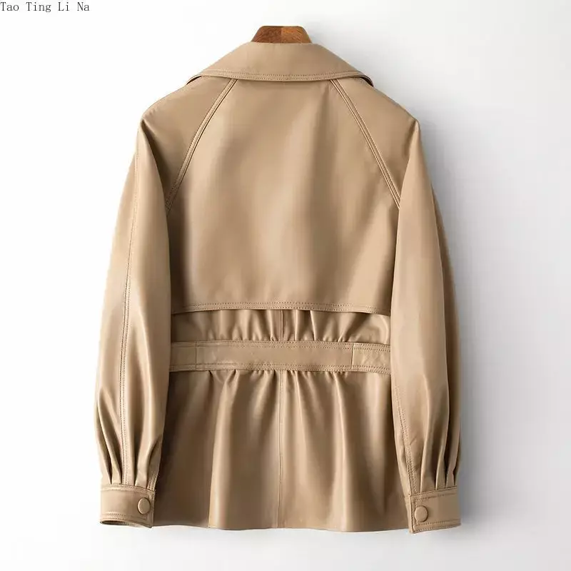 2023 Women New Genuine Sheepskin Leather Coat Slim Real Sheep Leather Coat H24