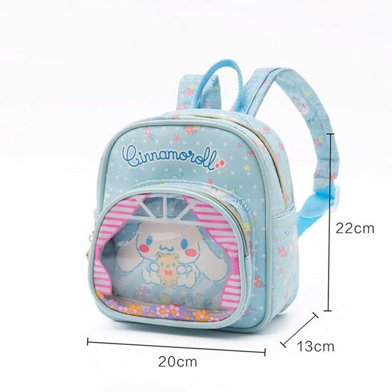Sanrio Cute Hello Kitty PU Leather Rucksack Cinnamoroll Waterproof Kid Backpack Pompom Student Kuromi Kindergarten Schoolbag