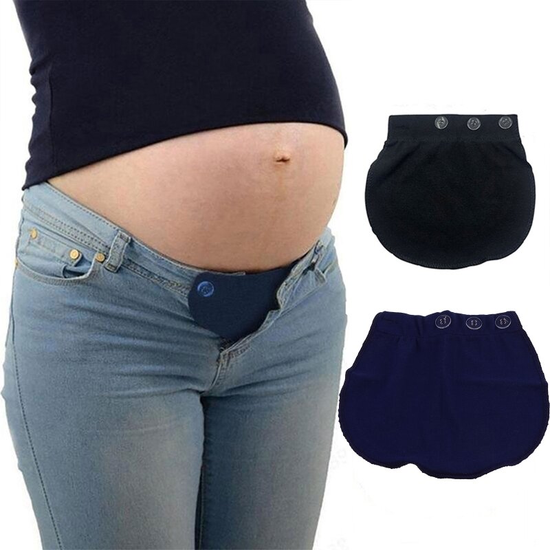 Gordo maternidade cintura extensor elástico calças cinto extensão fivela botão gravidez pano fivela acessórios