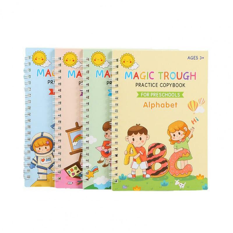 Libro de práctica de escritura con alfabeto para niños, Juego de Cuaderno de práctica de caligrafía reutilizable, libro de práctica de escritura a mano para niños