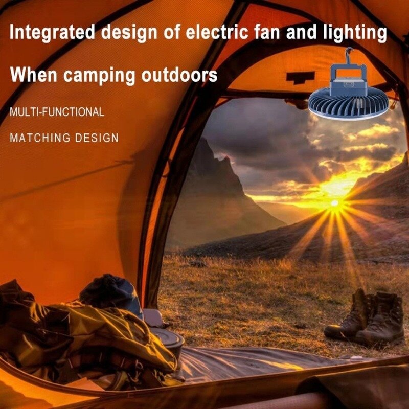 Fan Camping Lights USB Rechargeable LED Tent Lantern with Magnet Hook Work Light Waterproof Repair Lamp Fill Light