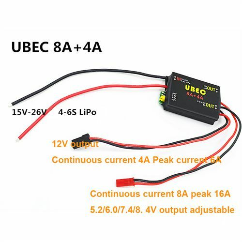 4S-6S 15-26V UBEC-8A BEC DUAL UBEC 8A + 4A 5.2V/6.0V/7.4V/8.4V Servo alimentatore separato RC Car Fix-Wing Airplane Robot Arm