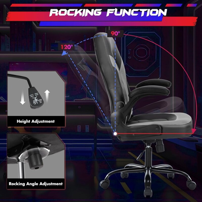 Sweetcrispy kursi meja game komputer ergonomis, kursi balap kulit PU tugas putar dapat disesuaikan Eksekutif kantor