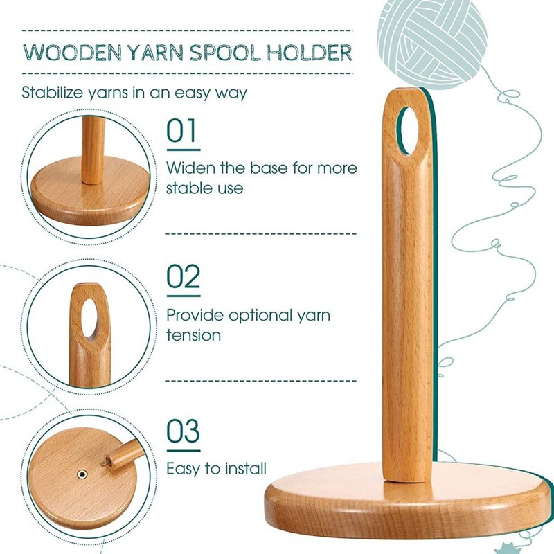 Держатель для деревянной пряжи для вязания крючком с отверстиями