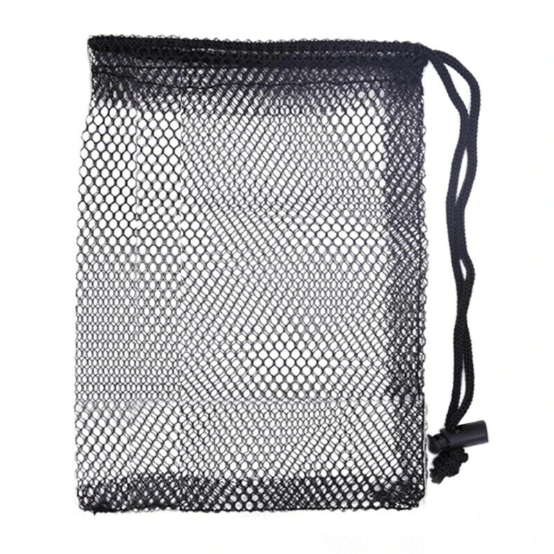 2022 novo durável saco de malha de náilon com cordão sacos de bola de golfe acessórios de golfe saco de rede de esportes sacos de rede de malha sólida preta para ginásio