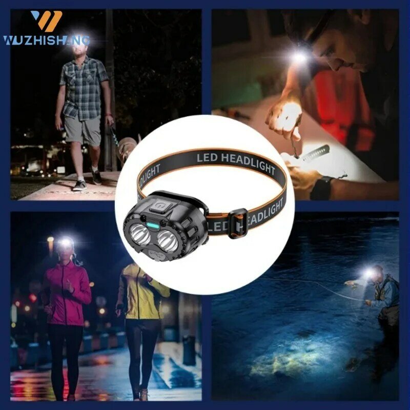 FLSTAR FACE-Farol LED poderoso com alto brilho, lanterna principal com sensor de movimento, ajuste 90 °, carregamento USB, emergência portátil