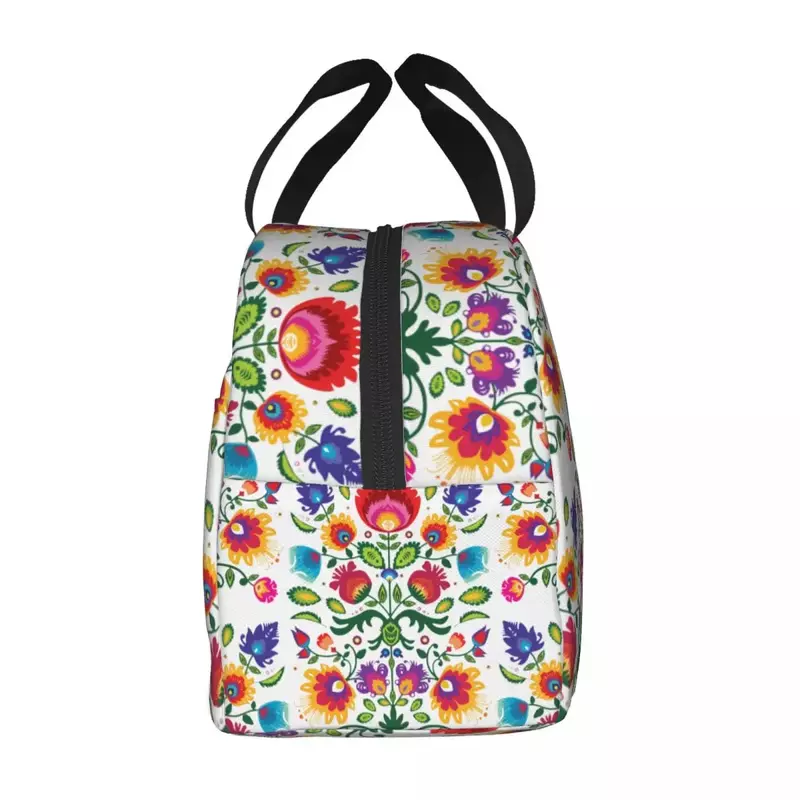Polish Folk Floral Lunch Bag for Women Leakproof Poland Flowers Art Cooler Thermal Insulated Lunch Box Work Food Picnic Bags