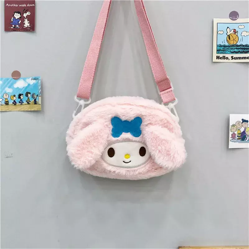 Sanrio tas mewah Kawaii Cinnamoroll tas bahu untuk siswa Kuromi My Melody boneka ransel tas dada tas tangan mainan boneka
