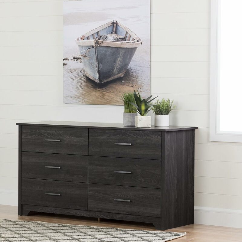 6-Drawer Double Dresser Pure White, Black,Gray Oak,Large Storage Cabinet,for Bedroom,Living Room,Contemporary
