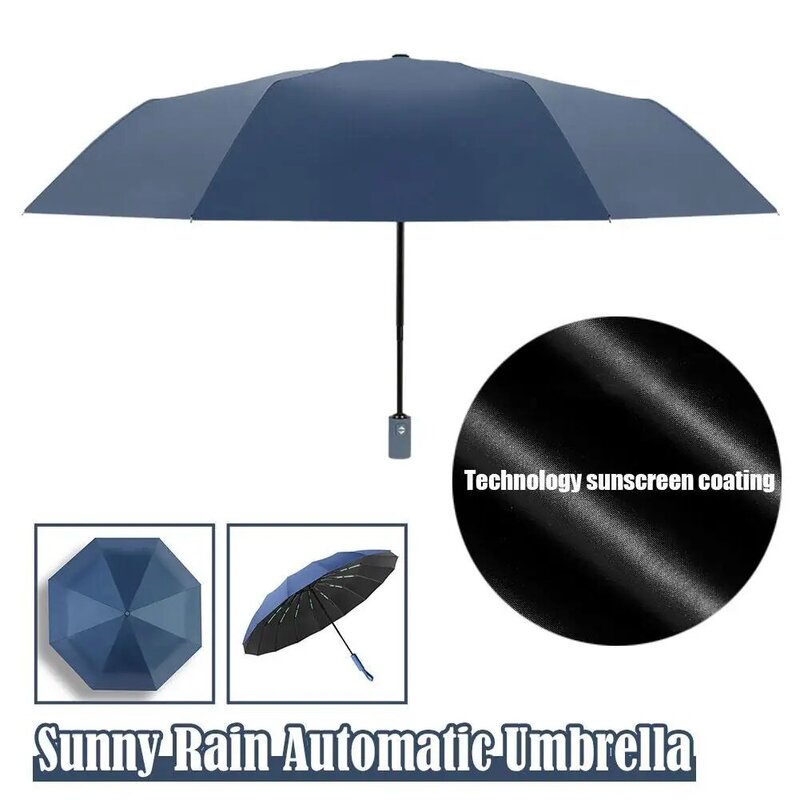 Sunny Rain-paraguas plegable automático, compacto, portátil, ligero, repele la lluvia, a prueba de viento, protección UV inversa