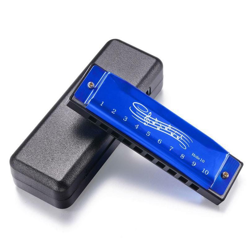 Toy Harmonica For Kids Blue Harmonica Preschool Toys Musical Instrument Mouth Organ 10 Hole 20 Tone Professional Quality
