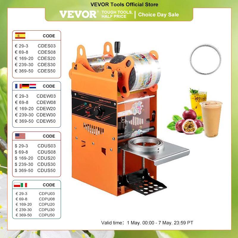 Ручная машина для запечатывания стаканчиков VEVOR, 300-500 чашек/час, панель точного управления, сверхпрочная, для диаметра 90/95 мм, герметик стаканчиков для напитков