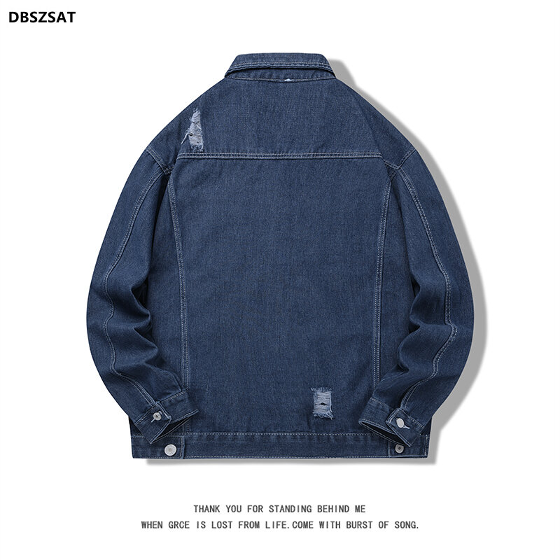 M-3xl Mens Denim Jackets Spring Autumn Male Coats Turn-down Collar Single Breasted Loose Casual Outerwear Top Clothes Hy72