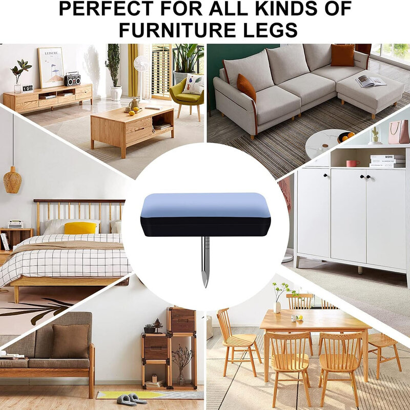 Coussinets de jambe de meubles avec pieds à clous, déplacement de meubles, protecteur de sol pour tables, canapés, inclinables, 16 pièces