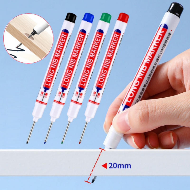 3Pcs/1Pcs Long Head Markers Bathroom Woodworking Decoration Multi-purpose Deep Hole Marker Pens Red/Black/Blue/Green/White Ink