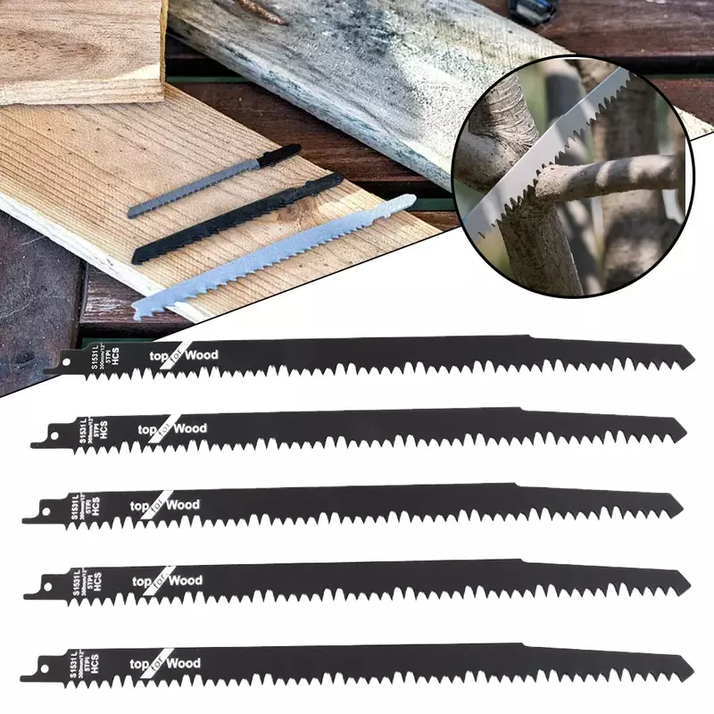 JBI-Lâminas de serra alternativa de metal, S1531L, lâminas de serra curva de corte para madeira, curso úmido, madeira, 300mm, 5pcs, 1pc