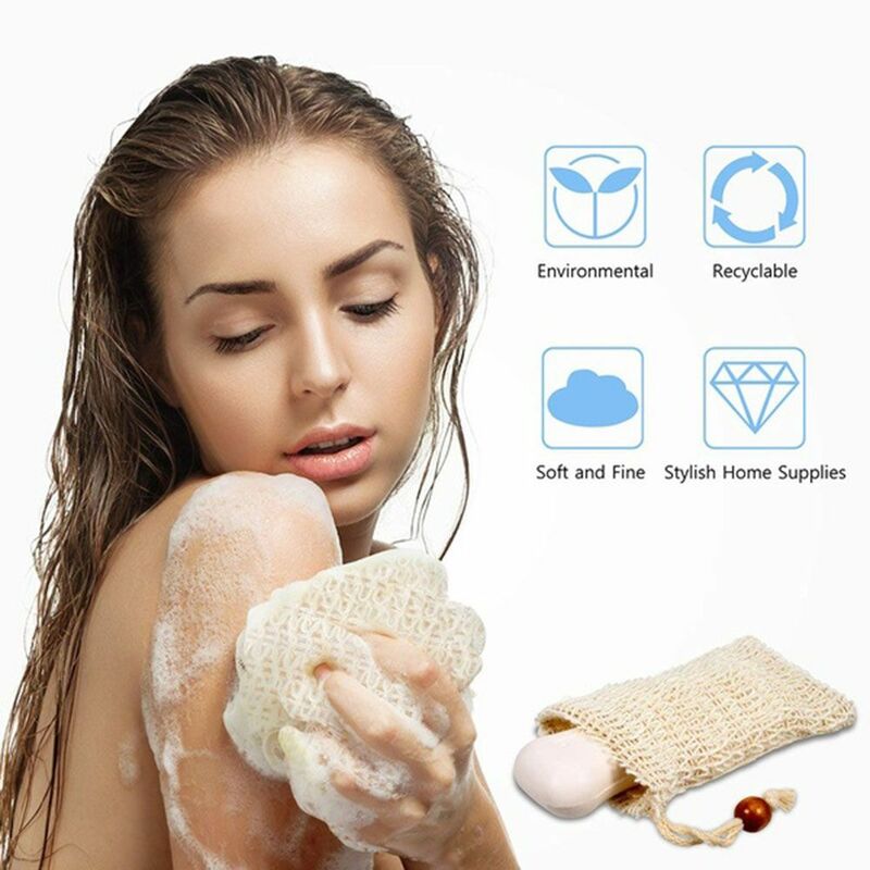 Profesjonalna moda naturalna ramie ładna mydło do kąpieli torba z pianki siatkowa torba gąbka prysznicowa torebka na mydło