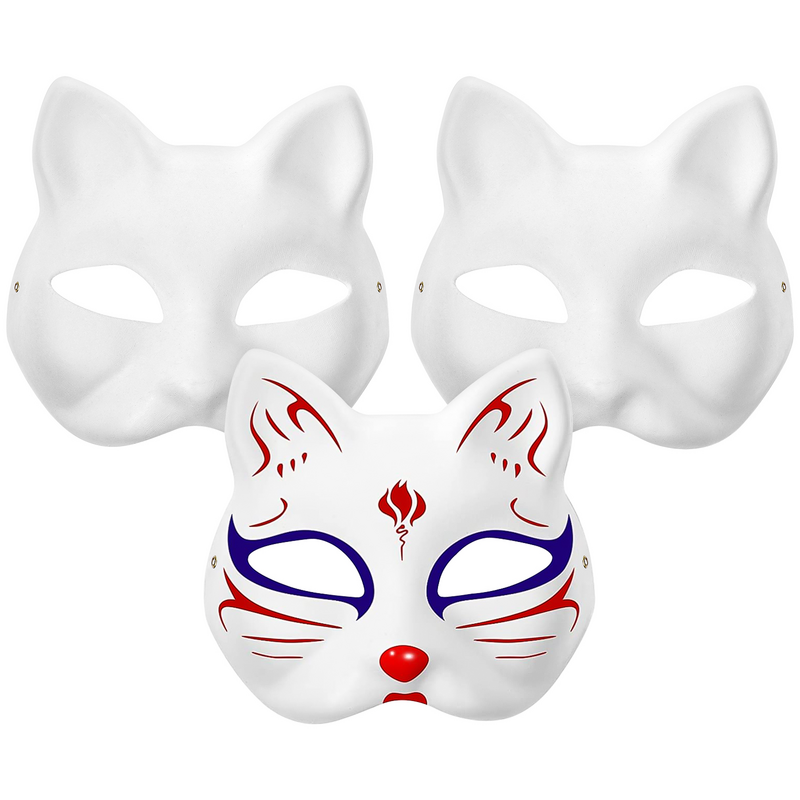 Toyvian-Cat Face Mask, Branco, Máscaras sem pintura, DIY suas próprias máscaras, Dia das Bruxas, Carnaval, Dia dos Namorados, Artesanato, Aula de Pintura