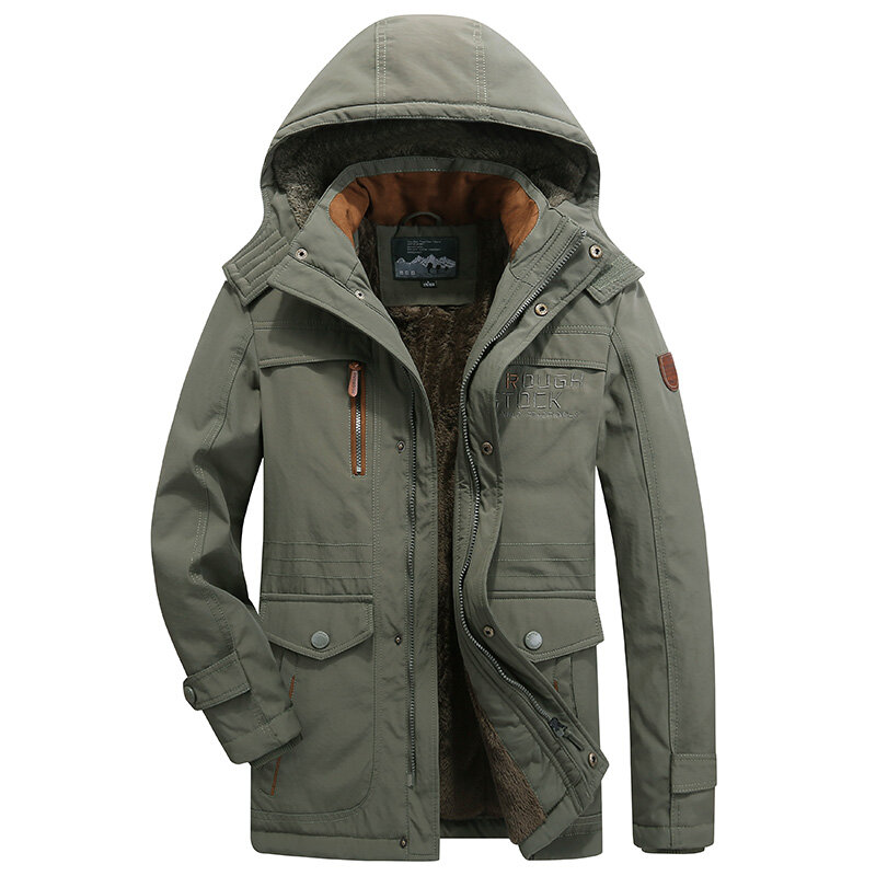 남성용 겨울 파카 바람막이 재킷 플러스 벨벳 코트, 두꺼운 따뜻한 후드 외투, 아시아 사이즈 L-6XL 오버코트, 신상