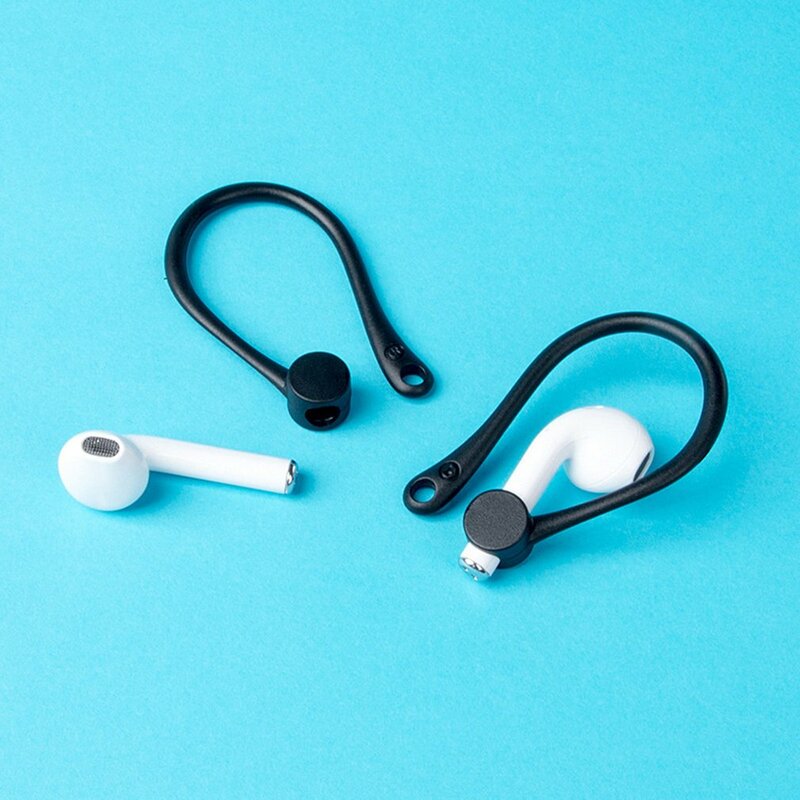 Hot 2 buah perlindungan Airpods Earhook silikon Earphone nirkabel pemegang earbud kait telinga untuk Apple antihilang Aksesori Pods udara