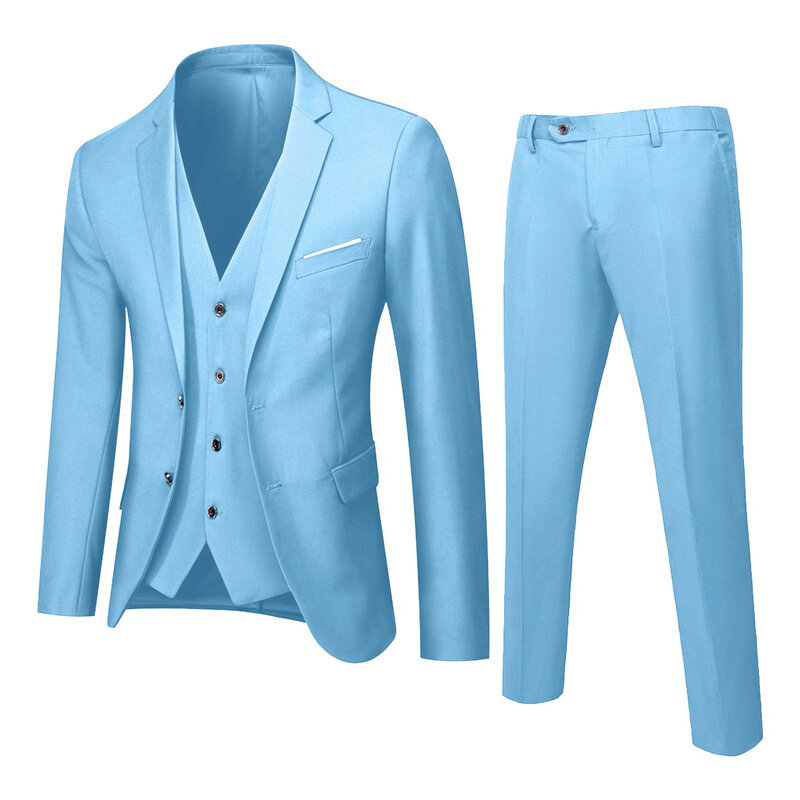 Conjunto de traje ajustado de 3 piezas para hombre, chaqueta Formal de fiesta, chaleco y pantalones, conjuntos de negocios y boda, conjunto de chaqueta masculina de moda de alta calidad