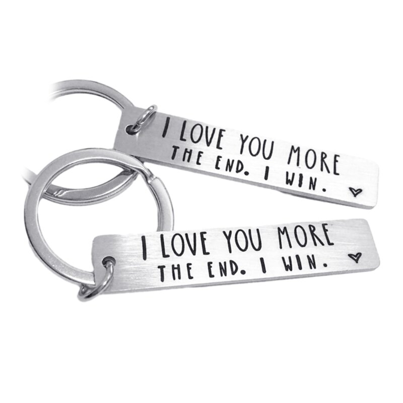 I lOVE More The End Keychain Lettering Keychain Engraved Keyring Charm for Women Men Birthday Christmas Anniversary Gift 594A