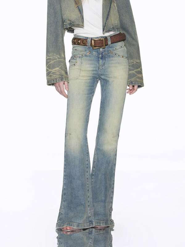 Calças jeans largos, jeans azul, estilo Y2K, lavagem de harajuku, calças estéticas de streetwear, moda outono, 2023