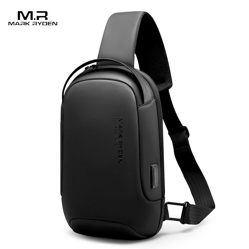 Mark Ryden-Anti-Roubo Masculino Crossbody Bag, USB carregamento Shoulder Bag, Water-Resistant, Sling Messenger Bag, Short Trip, Men Chest Bag