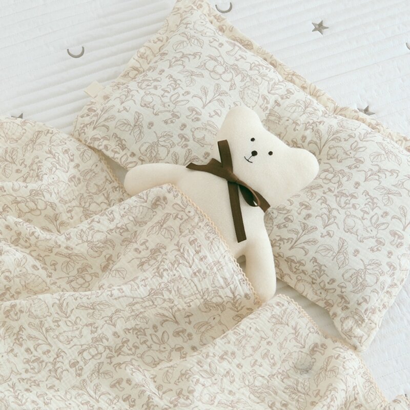 Детская подушка с мультяшным цветочным принтом, мягкая удобная подушка для сна для новорожденных