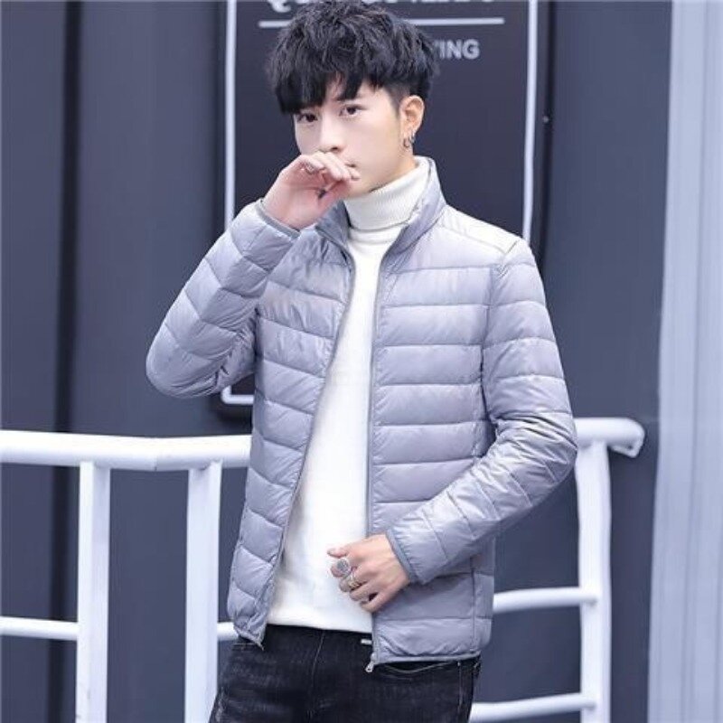 Mantel bulu angsa portabel pria, jaket parka musim dingin modis ultra ringan 2023