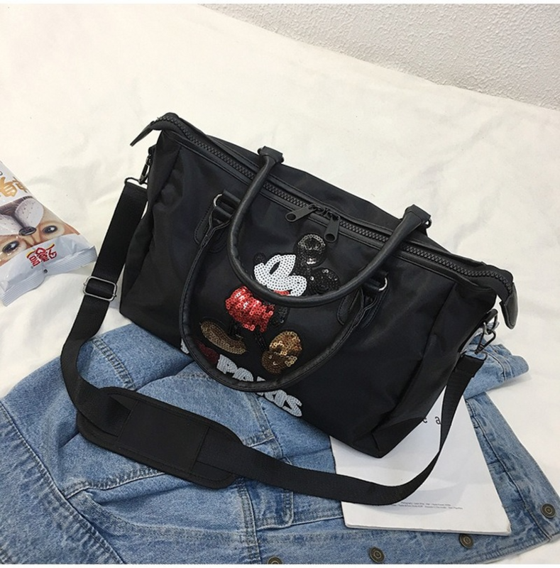 Disney New Mickey Ladies Travel Bag Large Capacity Cute Fashion Luggage Bag Oxford Cloth High Quality Handbags for Men and Women