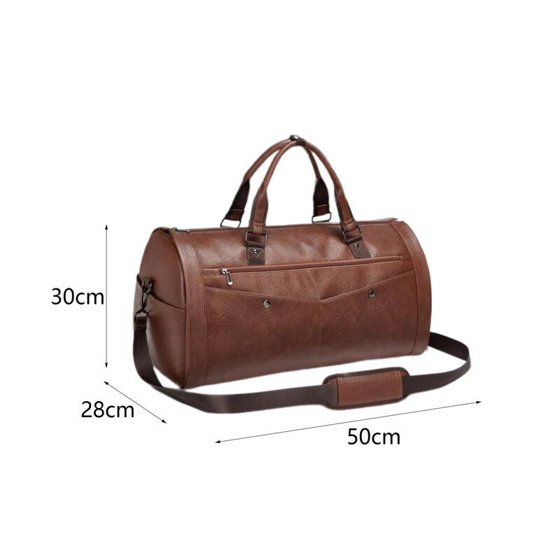 PU Leather Duffle Bag Multifunction Water Resistant Tote Bag Shoulder Bag Business Travel Bag for Camping Trip Holiday Travel