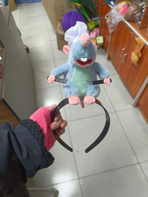 Diadema de Ratatouille de Disney para niña, muñeco de peluche de rata de dibujos animados, horquilla de ala ancha, tocado de foto, creatividad, juguete, regalos