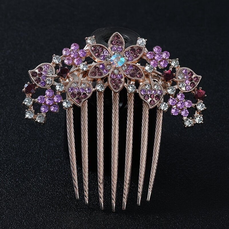 1PC Elegant Rhinestone Hair Comb Flower Shaped Headwear Women Hair Jewelry Accessories