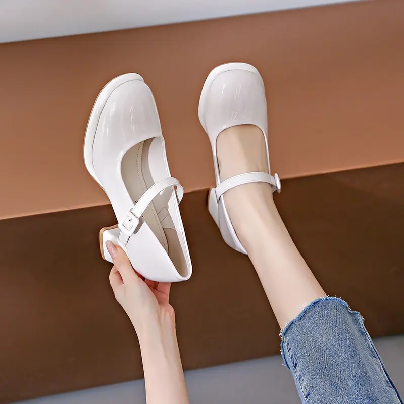 French style thick heels and high heels, women's 2024 Spring and Autumn single shoes, soft soles, 100 pairs of skirt shoes