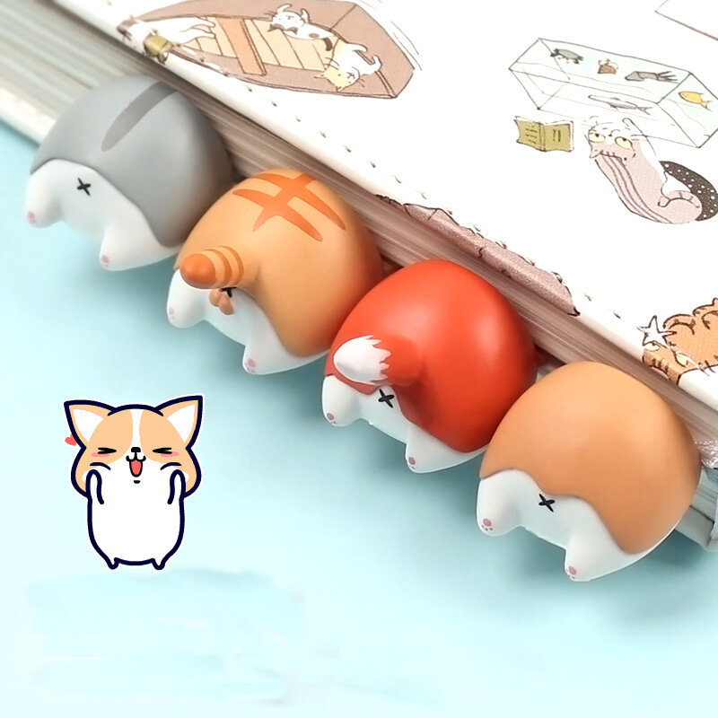 Gato bonito dos desenhos animados cão hamster raposa burro marcadores kawayi novidade livro leitura item criativo presente para crianças papelaria